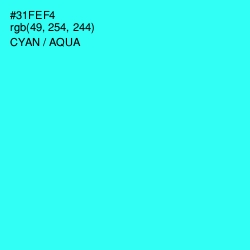 #31FEF4 - Cyan / Aqua Color Image