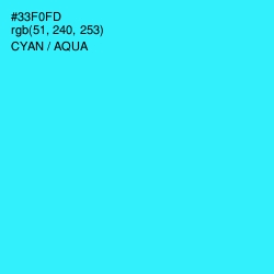 #33F0FD - Cyan / Aqua Color Image