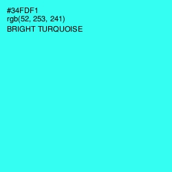 #34FDF1 - Bright Turquoise Color Image