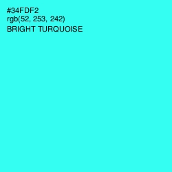 #34FDF2 - Bright Turquoise Color Image