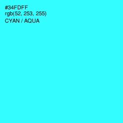 #34FDFF - Cyan / Aqua Color Image