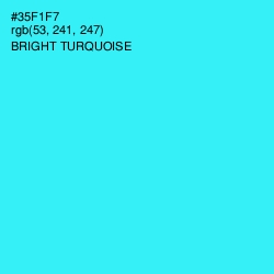 #35F1F7 - Bright Turquoise Color Image