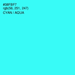 #38FBF7 - Cyan / Aqua Color Image