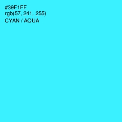 #39F1FF - Cyan / Aqua Color Image