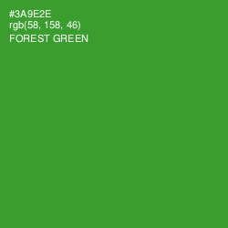#3A9E2E - Forest Green Color Image