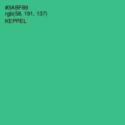 #3ABF89 - Keppel Color Image