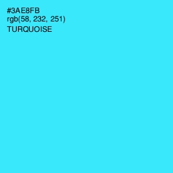 #3AE8FB - Turquoise Color Image