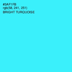 #3AF1FB - Bright Turquoise Color Image