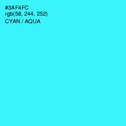 #3AF4FC - Cyan / Aqua Color Image