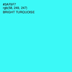 #3AF9F7 - Bright Turquoise Color Image