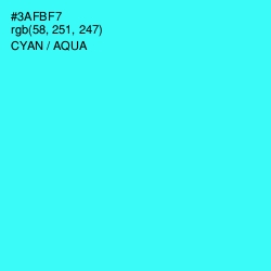 #3AFBF7 - Cyan / Aqua Color Image