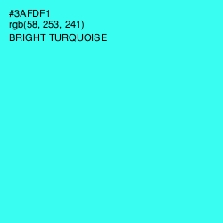 #3AFDF1 - Bright Turquoise Color Image