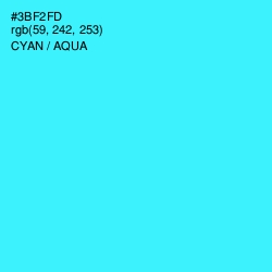 #3BF2FD - Cyan / Aqua Color Image