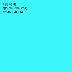 #3BF6FB - Cyan / Aqua Color Image