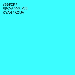 #3BFDFF - Cyan / Aqua Color Image