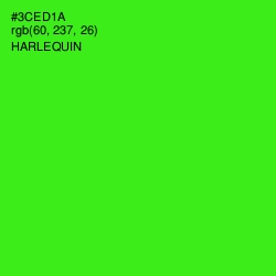 #3CED1A - Harlequin Color Image