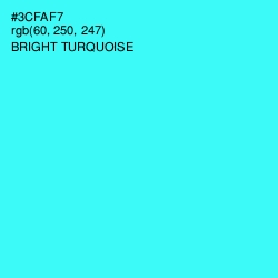 #3CFAF7 - Bright Turquoise Color Image