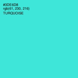 #3DE6D8 - Turquoise Color Image