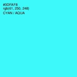 #3DFAF8 - Cyan / Aqua Color Image