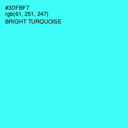 #3DFBF7 - Bright Turquoise Color Image