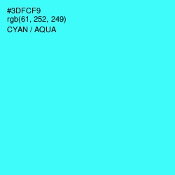 #3DFCF9 - Cyan / Aqua Color Image
