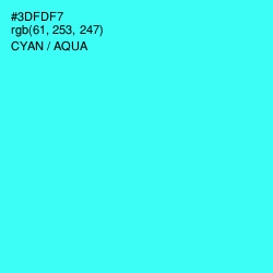 #3DFDF7 - Cyan / Aqua Color Image