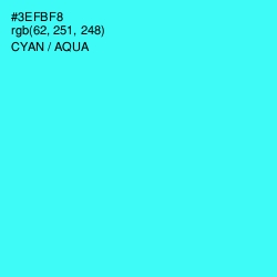 #3EFBF8 - Cyan / Aqua Color Image