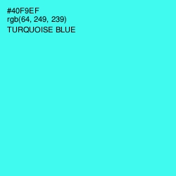 #40F9EF - Turquoise Blue Color Image