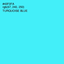 #43F0FA - Turquoise Blue Color Image