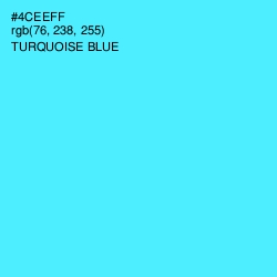 #4CEEFF - Turquoise Blue Color Image