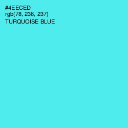 #4EECED - Turquoise Blue Color Image