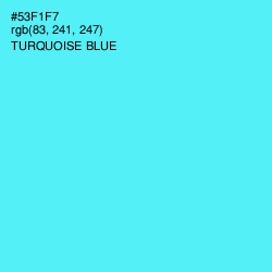 #53F1F7 - Turquoise Blue Color Image