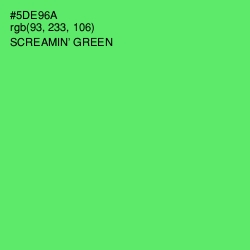 #5DE96A - Screamin' Green Color Image