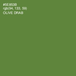 #5E853B - Olive Drab Color Image