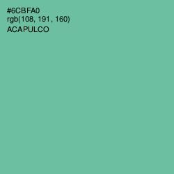 #6CBFA0 - Acapulco Color Image