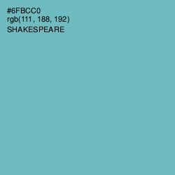 #6FBCC0 - Shakespeare Color Image