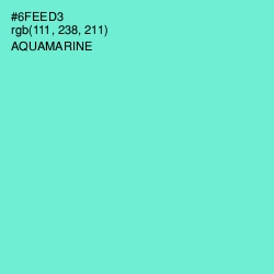 #6FEED3 - Aquamarine Color Image