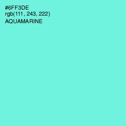 #6FF3DE - Aquamarine Color Image