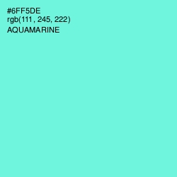 #6FF5DE - Aquamarine Color Image