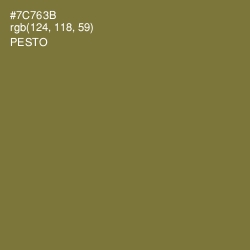 #7C763B - Pesto Color Image