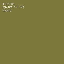 #7C773A - Pesto Color Image