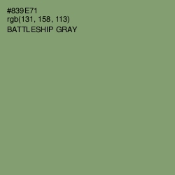 #839E71 - Battleship Gray Color Image