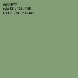 #839E77 - Battleship Gray Color Image