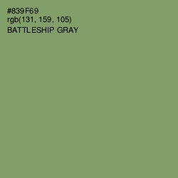 #839F69 - Battleship Gray Color Image