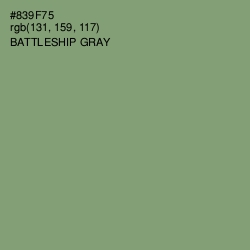 #839F75 - Battleship Gray Color Image