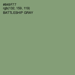 #849F77 - Battleship Gray Color Image