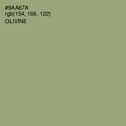 #9AA67A - Olivine Color Image