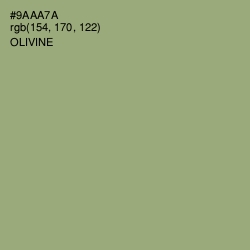 #9AAA7A - Olivine Color Image