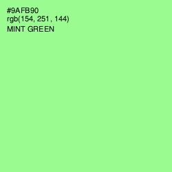 #9AFB90 - Mint Green Color Image
