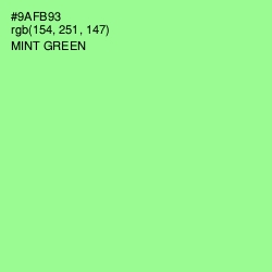 #9AFB93 - Mint Green Color Image